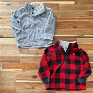 Carter's Gray and Red Plaid Kids' Sweater Set